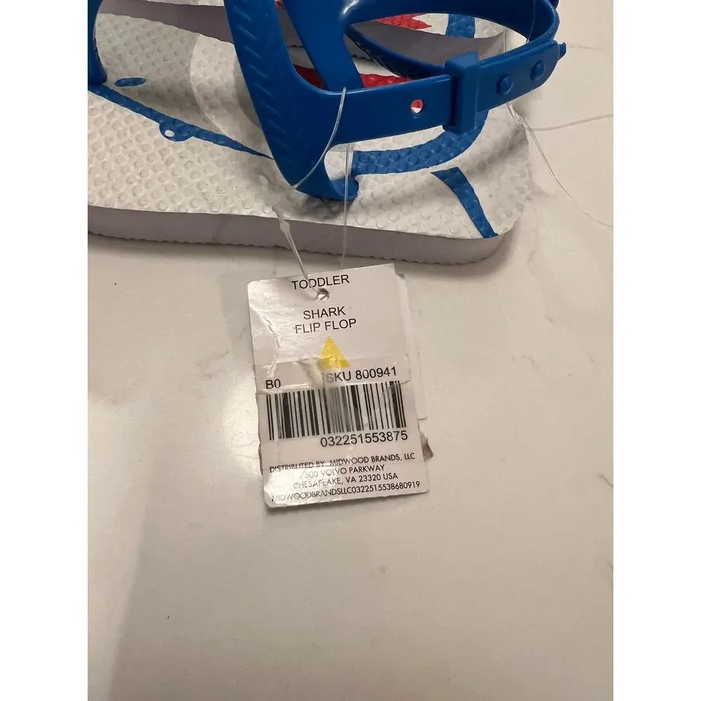 NWT Tropic Sun Toddler Shark Flip Flops 7/8